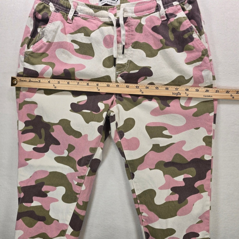 Kreamy Pink Olive Camo Jogger Pants Womens XL Elastic Waist Drawstring Utility - Picture 5 of 10